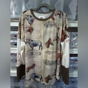 Double D Ranch Brown and Cream Shirt